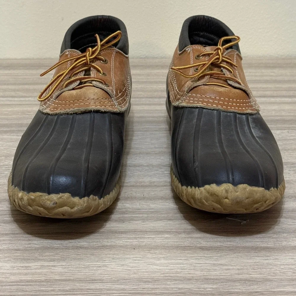 LL Bean Maine Hunting Shoe Duck Boots Brown Leather Lace Up Men‎ 14 N USA Preppy